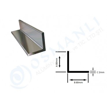 Alüminyum Köşebent 80mm x 80mm  2mm